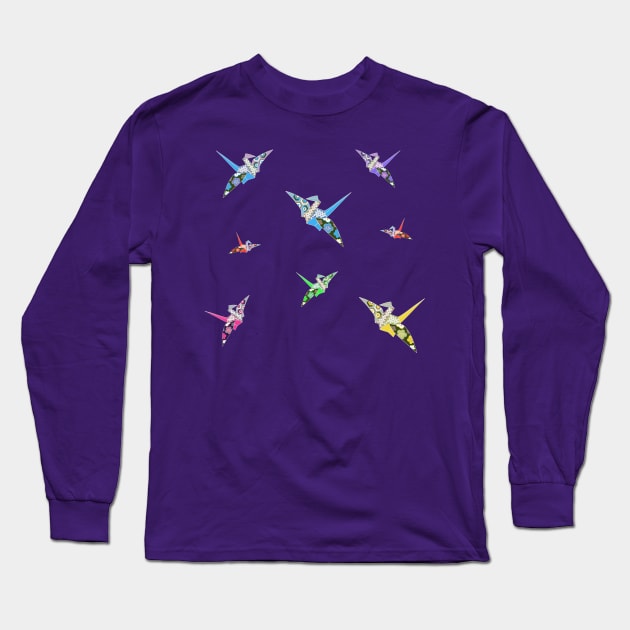 Origami cranes Long Sleeve T-Shirt by Blacklinesw9